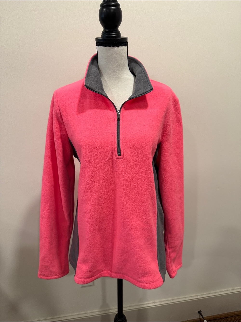 Tek Gear Women's Pink/Grey Half-Zip Fleece Pullover Size XL